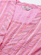 Jompers Women's Pink Sequinned Kurta with Palazzos & With Dupatta | Grocsy
