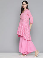 Jompers Women's Pink Sequinned Kurta with Palazzos & With Dupatta | Grocsy