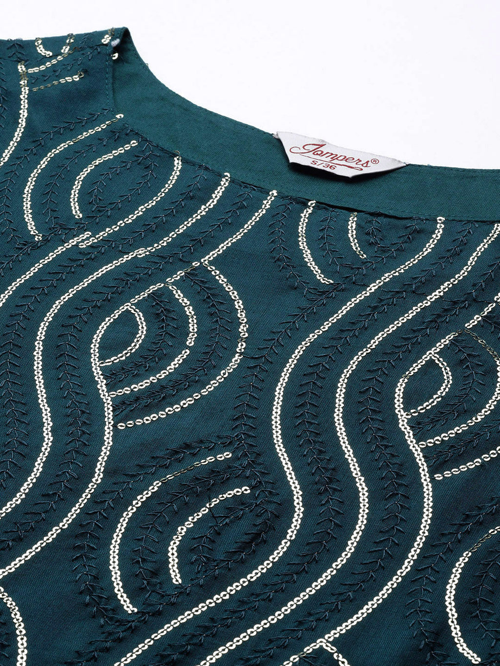 Jompers Women's Teal Leheriya Sequinned Kurta with Palazzos & With Dupatta | Grocsy