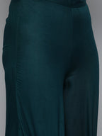 Jompers Women's Teal Leheriya Sequinned Kurta with Palazzos & With Dupatta | Grocsy