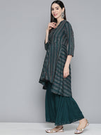 Jompers Women's Teal Sequinned Kurta with Palazzos & With Dupatta | Grocsy