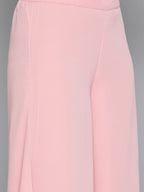 Jompers Women's Floral Printed Pleated Pink Georgette Kurta with Palazzos & With Dupatta | Grocsy