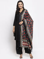 Jompers Women Black & Red Solid Kurta with Palazzos & Dupatta | Grocsy