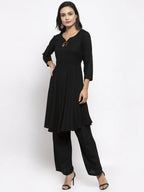 Jompers Women Black & Red Solid Kurta with Palazzos & Dupatta | Grocsy