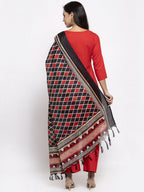 Jompers Women Red Solid Kurta with Palazzos & Printed Dupatta | Grocsy