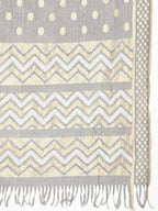 Jompers Women's georgette Foil Print Kurta palazzo Dupatta Set - Grey | Grocsy