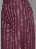 Jompers Women's Woven design kurta, palazzo and dupatta set - Purple | Grocsy