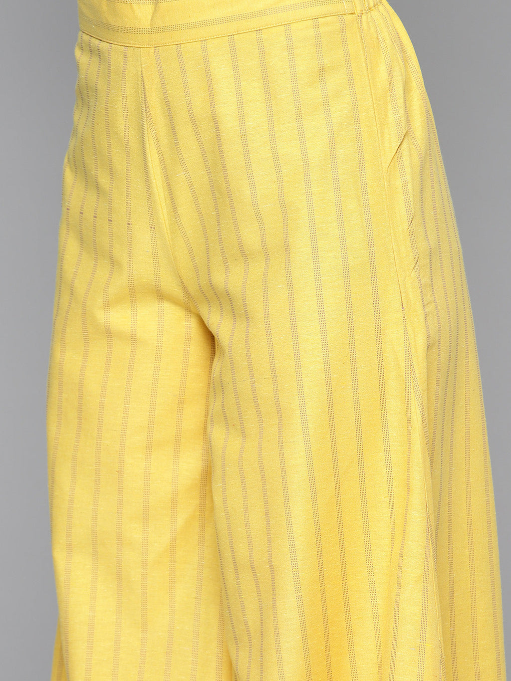 Jompers Women's Woven design kurta, palazzo and dupatta set - Yellow | Grocsy