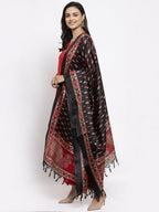 Jompers Women Red Solid Kurta with Palazzos & Red-Black Printed Dupatta | Grocsy
