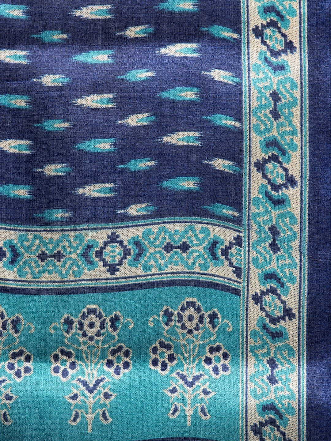 Jompers Women Royal-Blue Solid Kurta with Palazzos & Blue Art-Silk Printed Dupatta | Grocsy
