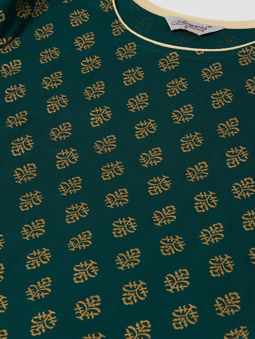 Jompers Women Green & Golden Printed Kurta with Palazzos & Dupatta | Grocsy