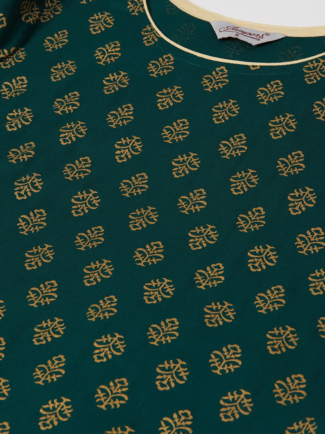 Jompers Women Green & Golden Printed Kurta with Palazzos & Dupatta | Grocsy