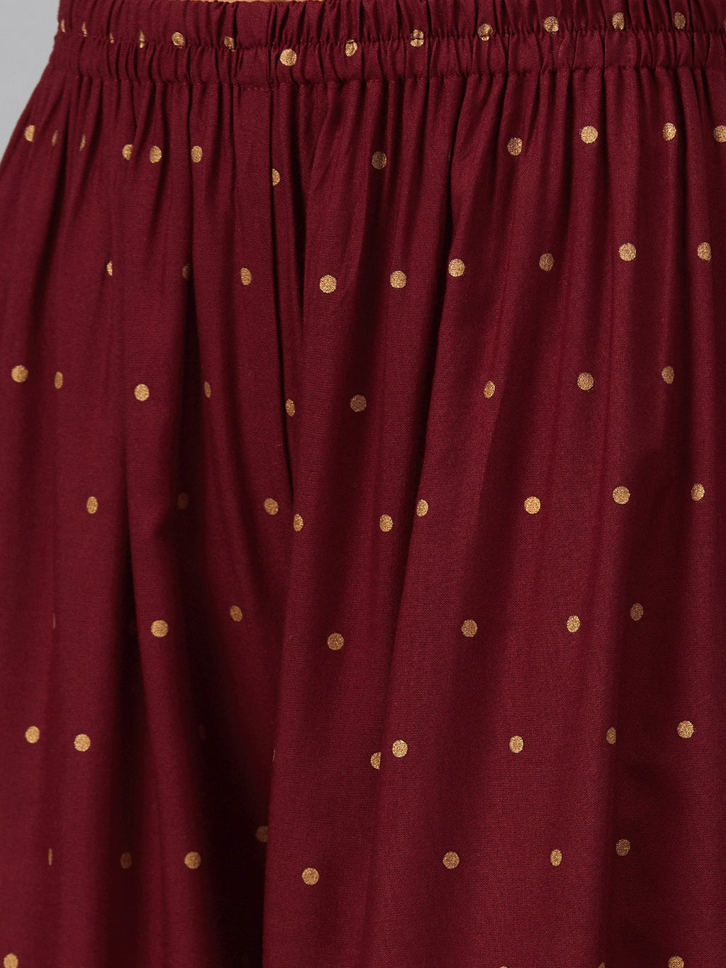 Jompers Women Maroon & Golden Printed Kurta with Palazzos & Dupatta | Grocsy
