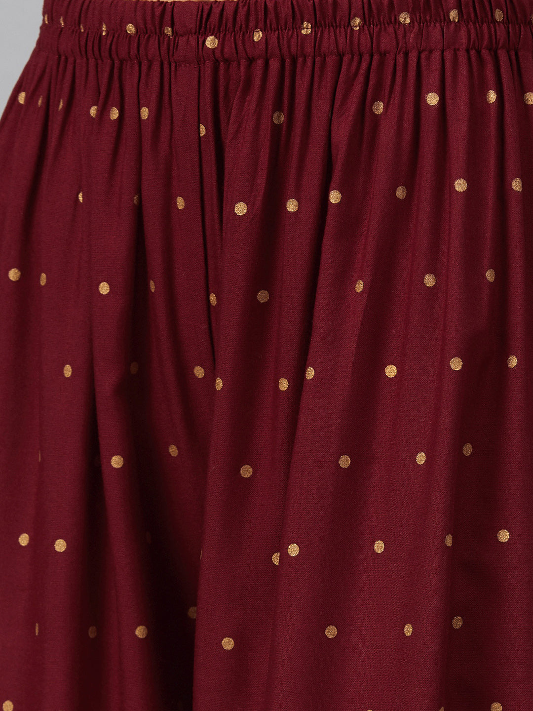 Jompers Women Maroon & Golden Printed Kurta with Palazzos & Dupatta | Grocsy
