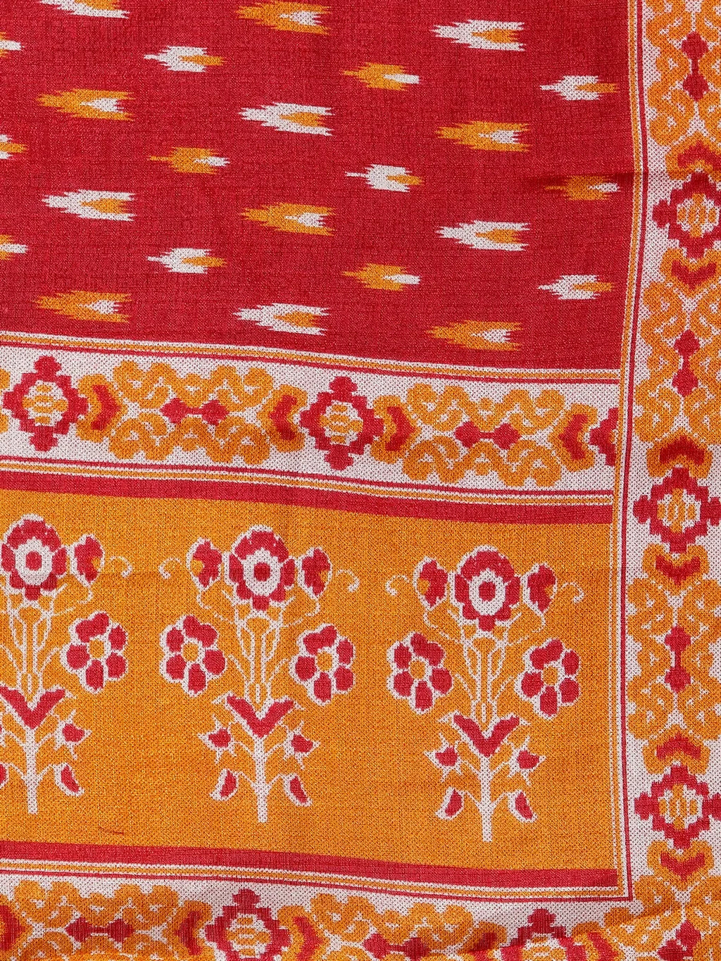 Jompers Women's Mustard Yellow & Red Embroidered Kurta with Palazzos & Dupatta | Grocsy
