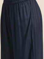 Jompers Women's Navy Embroidered Kurta with Sharara - Navy Blue | Grocsy