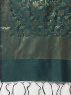 Jompers Women Green & Golden Solid Kurti with Sharara & Woven Design Dupatta | Grocsy