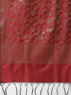 Jompers Women Maroon & Golden Solid Kurti with Sharara & Woven Design Dupatta | Grocsy