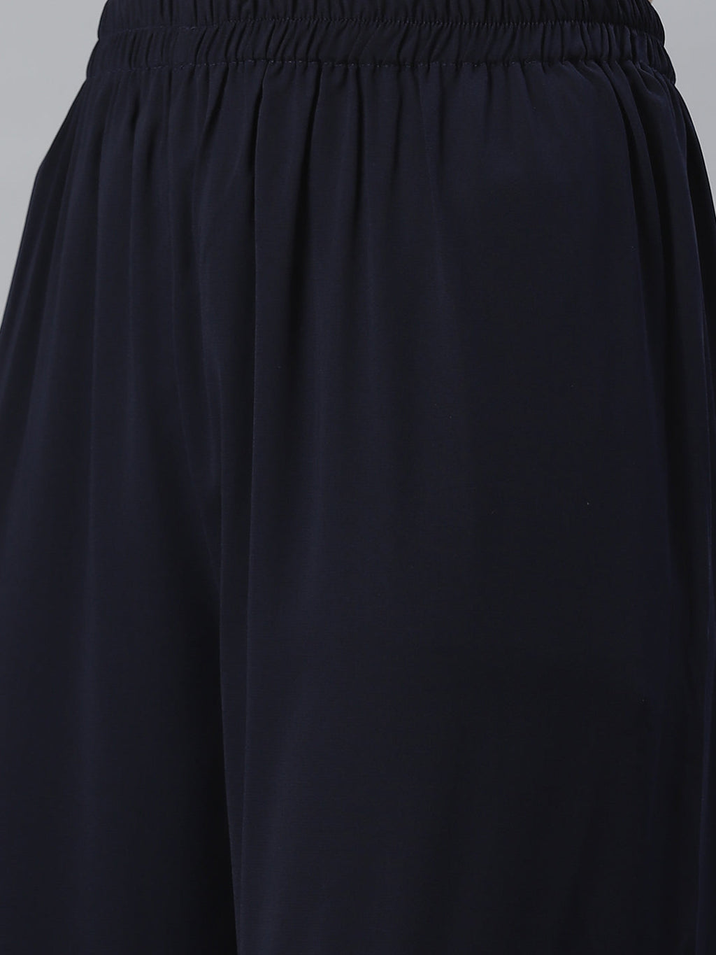 Jompers Women Navy Blue & Golden Solid Kurti with Sharara & Woven Design Dupatta | Grocsy