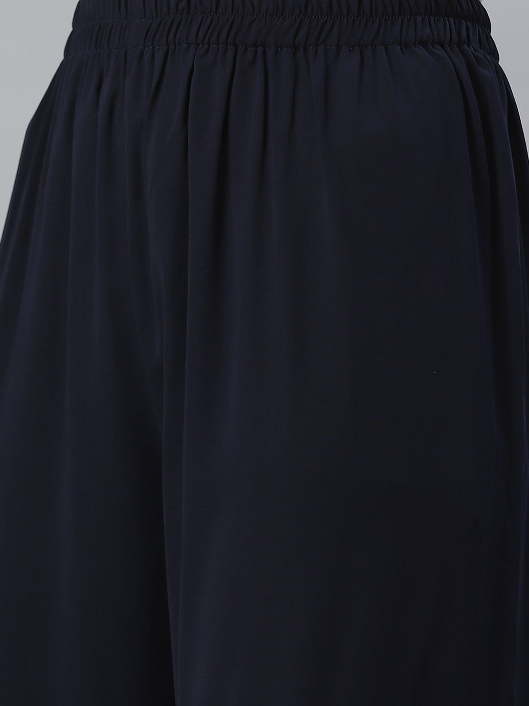 Jompers Women Navy Blue & Golden Solid Kurti with Sharara & Woven Design Dupatta | Grocsy