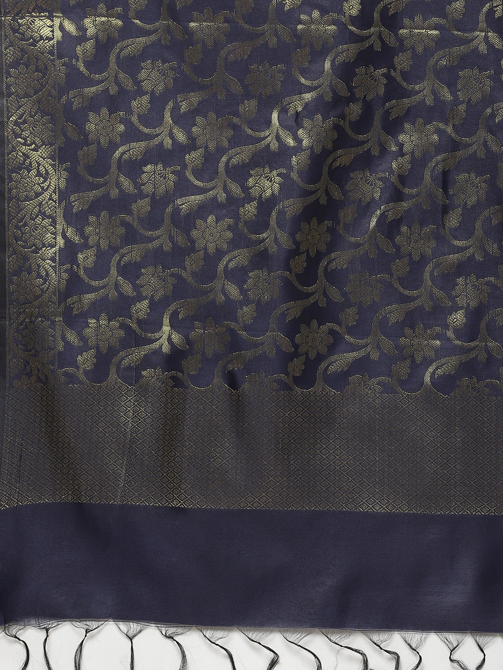 Jompers Women Navy Blue & Golden Solid Kurti with Sharara & Woven Design Dupatta | Grocsy