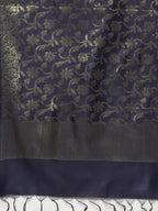 Jompers Women Navy Blue & Golden Solid Kurti with Sharara & Woven Design Dupatta | Grocsy