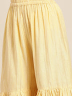 Jompers Women's Yellow Woven Design Gotta Patti Kurta with Sharara & Dupatta | Grocsy