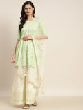 Jompers Women's Green Kurta with Sharara & Dupatta - Green | Grocsy