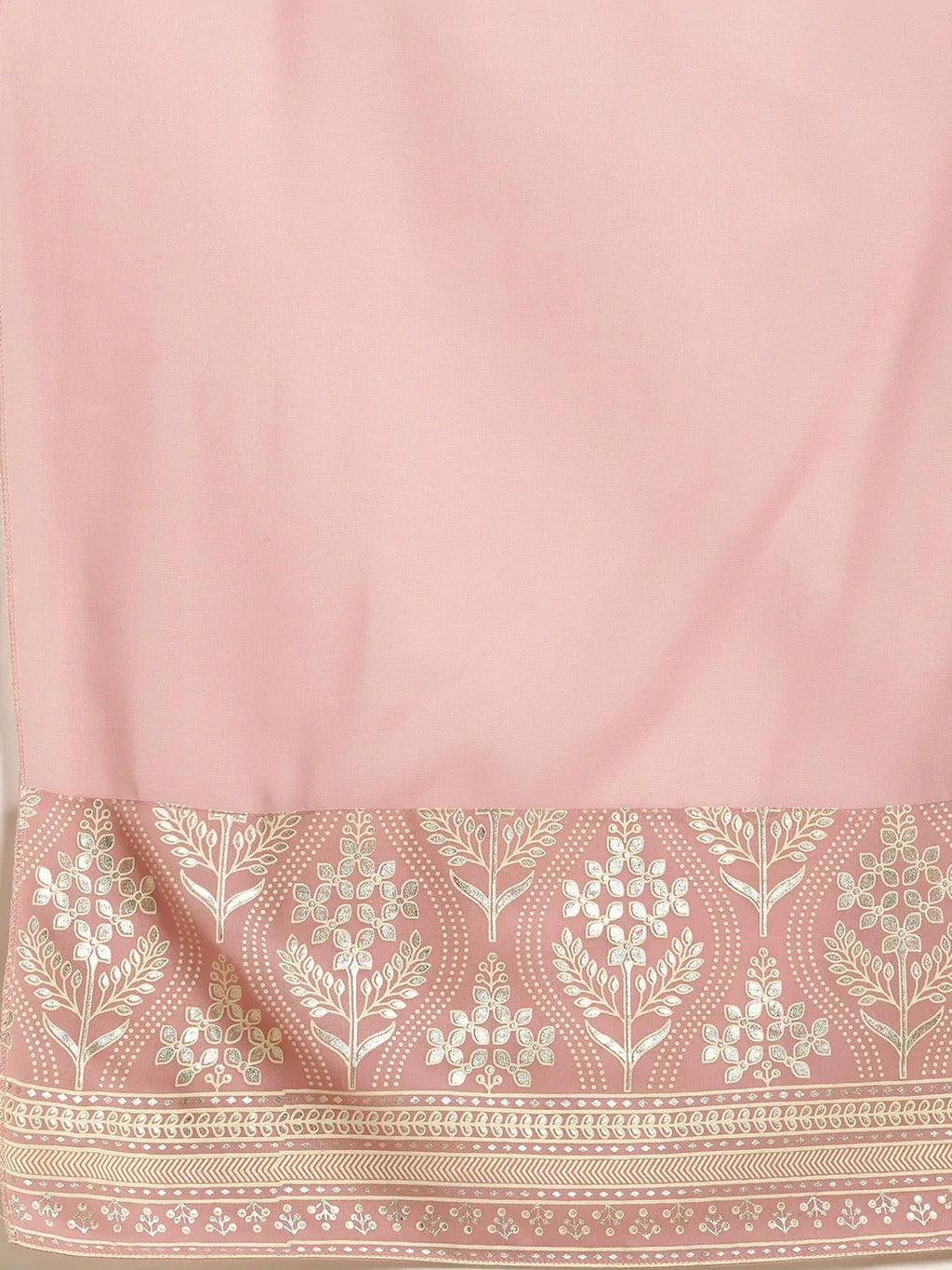 Jompers Women's Pink & Silver Ethnic Motifs Foil Printed Straight Kurta Sharara Dupatta | Grocsy