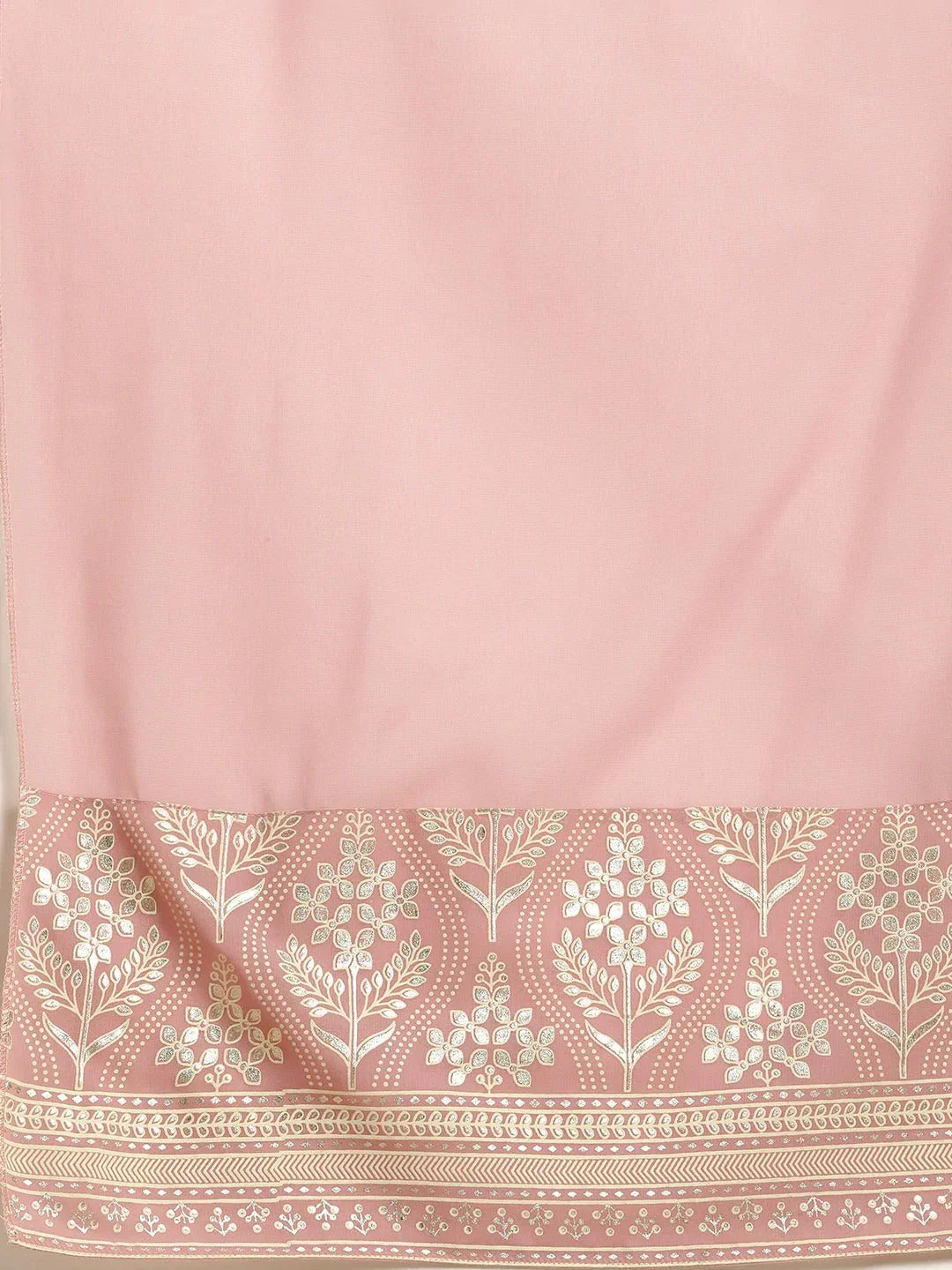 Jompers Women's Pink & Silver Ethnic Motifs Foil Printed Straight Kurta Sharara Dupatta | Grocsy