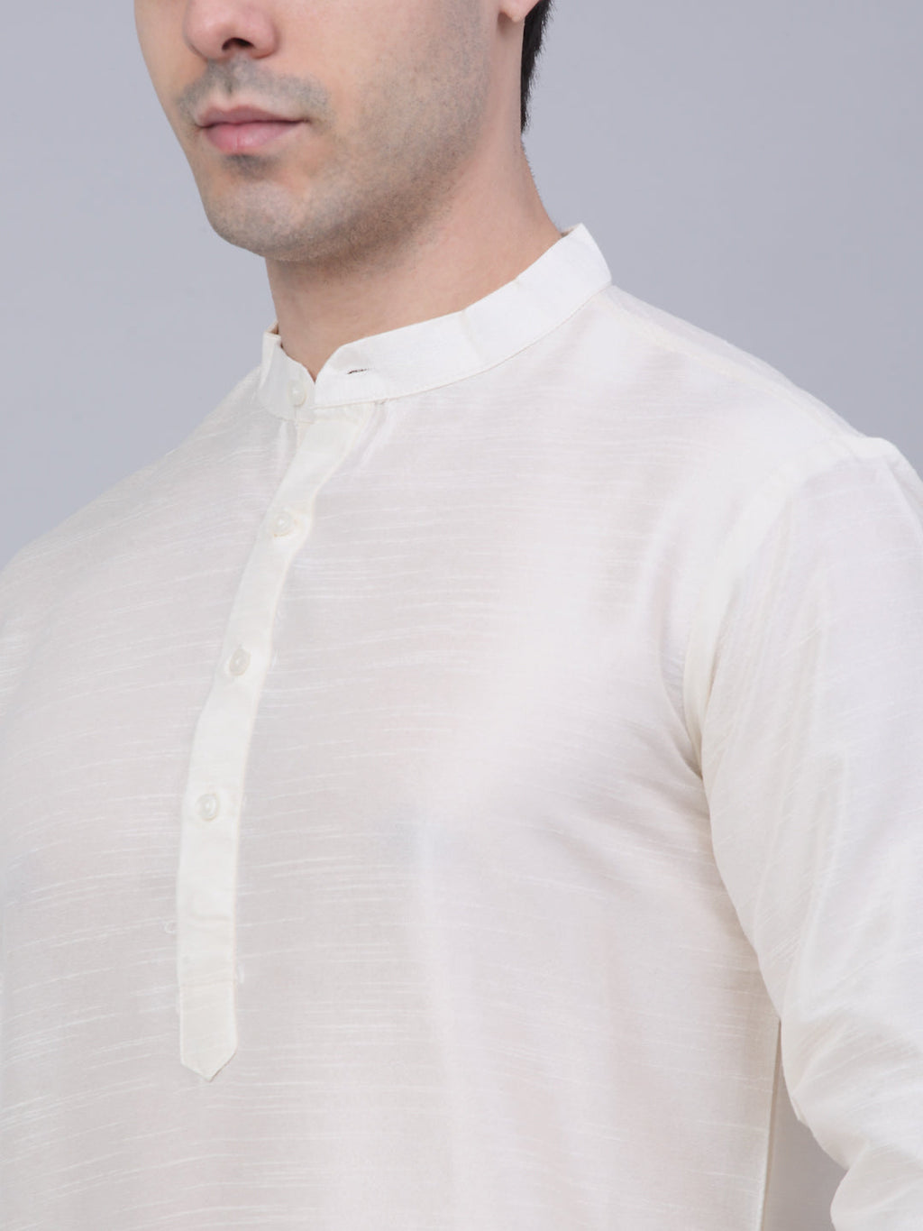 Jompers Men's Solid Kurta Pyjama With Shrug Jacket - Beige | Grocsy