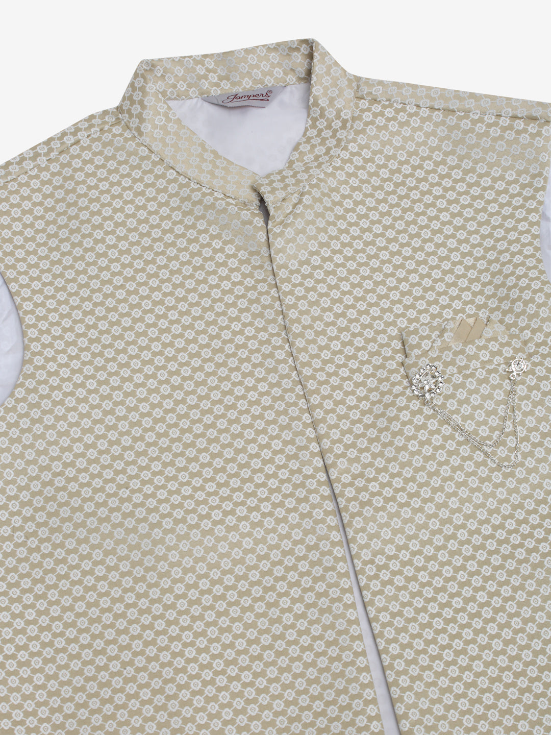 Jompers Men's Solid Kurta Pyjama With Shrug Jacket - Beige | Grocsy