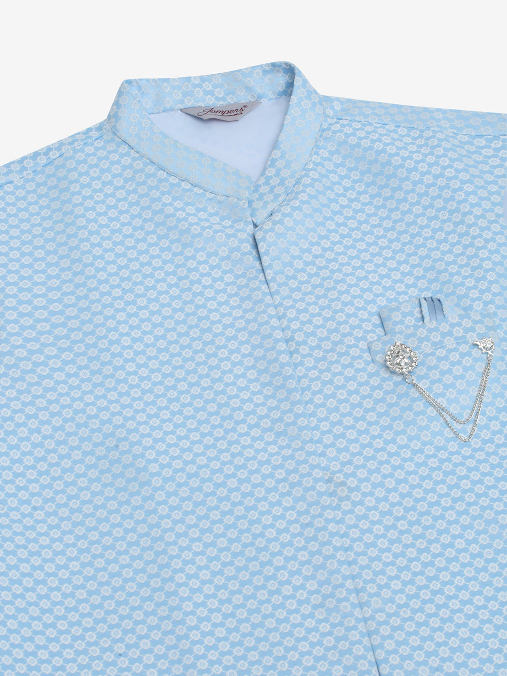 Jompers Men's Solid Kurta Pyjama With Shrug Jacket - Blue | Grocsy