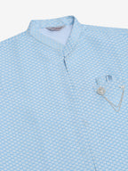 Jompers Men's Solid Kurta Pyjama With Shrug Jacket - Blue | Grocsy