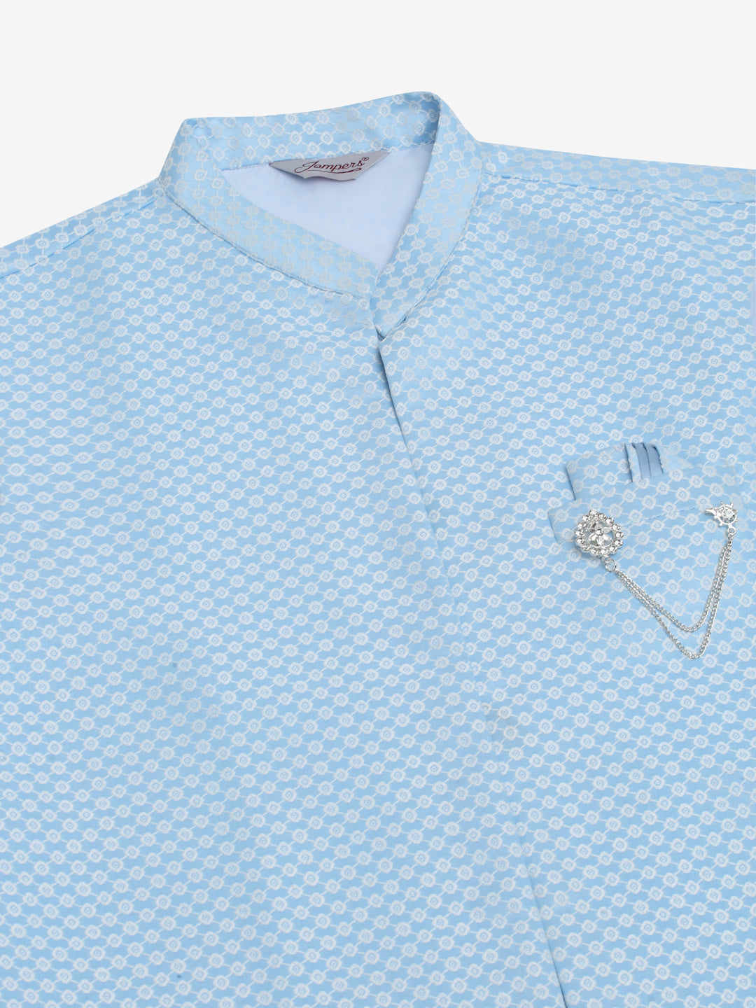 Jompers Men's Solid Kurta Pyjama With Shrug Jacket - Blue | Grocsy