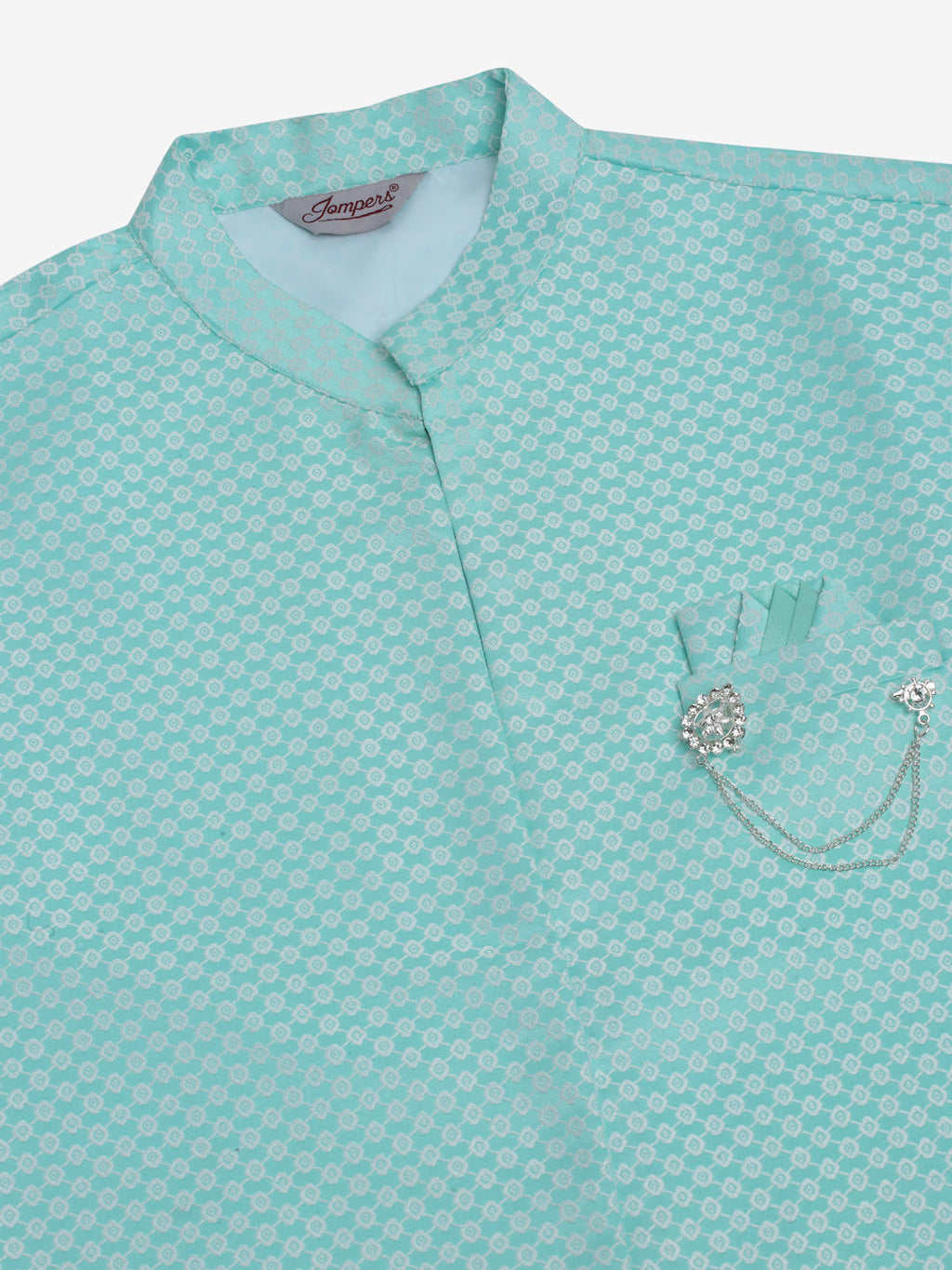 Jompers Men's Solid Kurta Pyjama With Shrug Jacket - Sky Blue | Grocsy