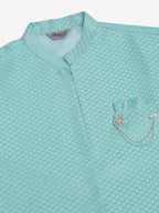 Jompers Men's Solid Kurta Pyjama With Shrug Jacket - Sky Blue | Grocsy