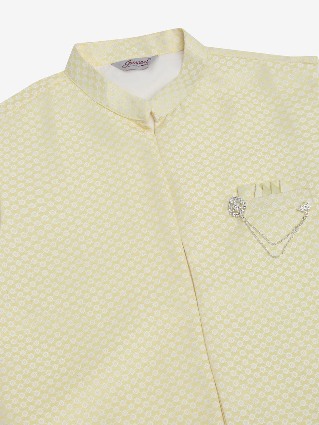 Jompers Men's Solid Kurta Pyjama With Shrug Jacket - Yellow | Grocsy