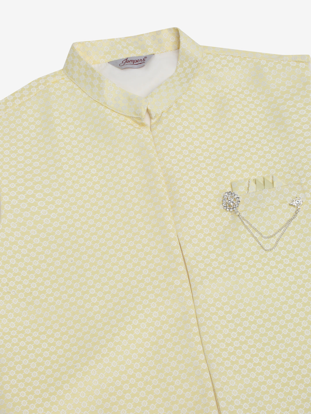 Jompers Men's Solid Kurta Pyjama With Shrug Jacket - Yellow | Grocsy
