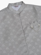 Jompers Men's Solid Kurta Pyjama With Shrug Jacket - Grey | Grocsy
