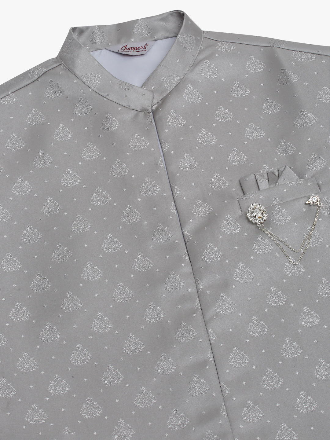 Jompers Men's Solid Kurta Pyjama With Shrug Jacket - Grey | Grocsy