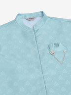 Jompers Men's Solid Kurta Pyjama With Shrug Jacket - Sky Blue | Grocsy