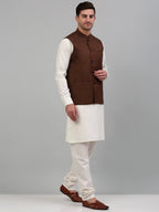 Jompers Men's Nehru Jacket with White Kurta Pyjama | Grocsy