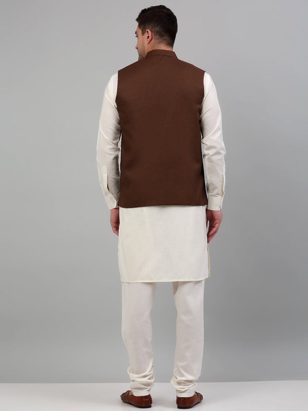 Jompers Men's Nehru Jacket with White Kurta Pyjama | Grocsy