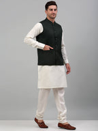 Jompers Men's Nehru Jacket with White Kurta Pyjama | Grocsy