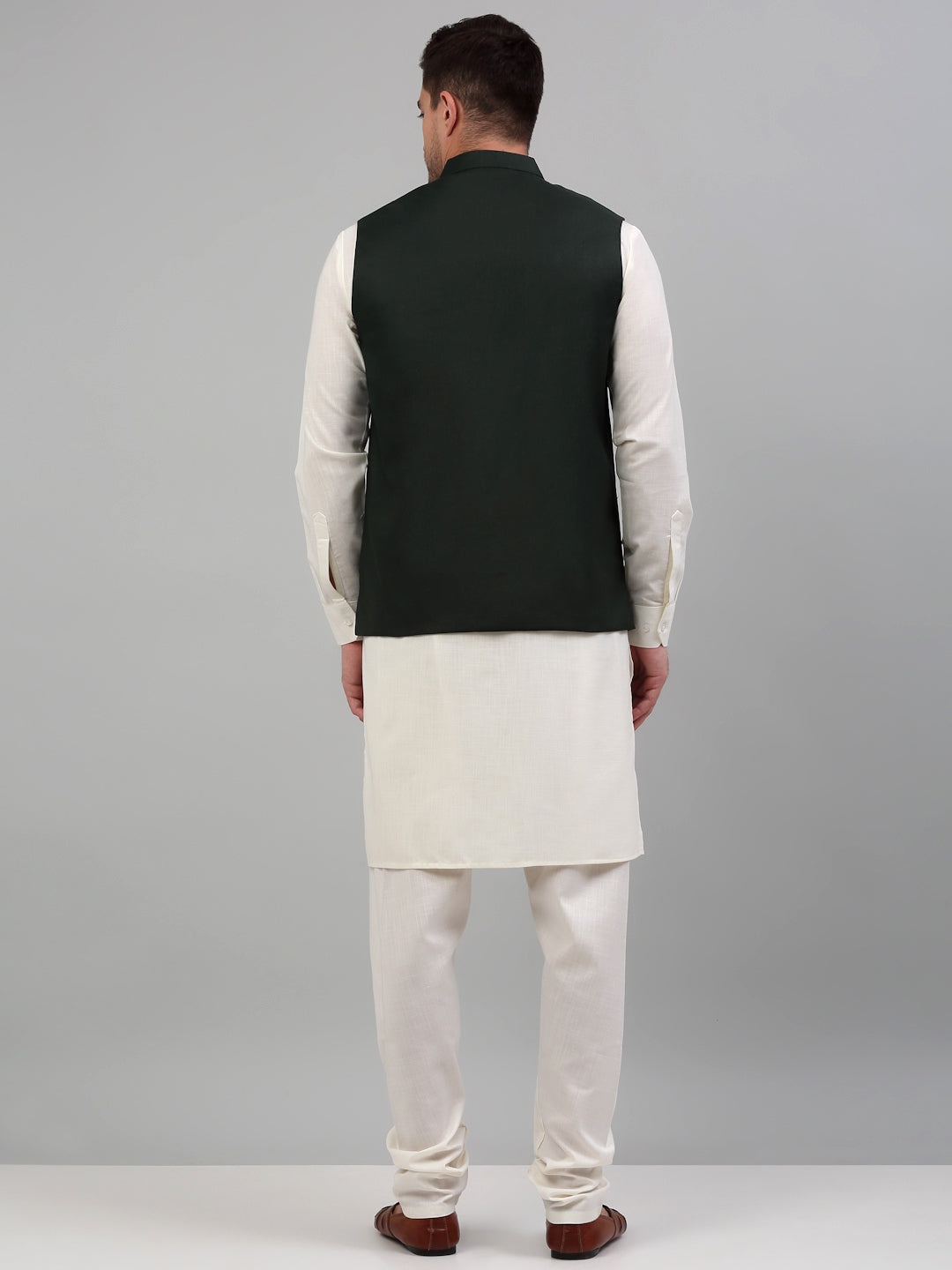 Jompers Men's Nehru Jacket with White Kurta Pyjama | Grocsy