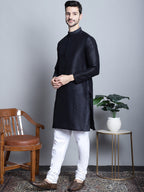 Jompers Men's Printed Nehru Jacket With Kurta Pyjama Set - Charcoal | Grocsy