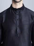 Jompers Men's Printed Nehru Jacket With Kurta Pyjama Set - Charcoal | Grocsy