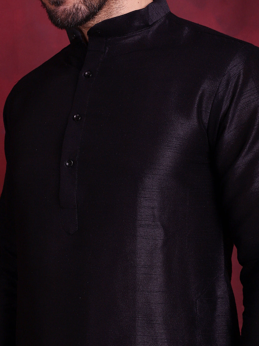 Jompers Men's Woven Design Nehru Jacket With Kurta Pyjama Set - Maroon | Grocsy