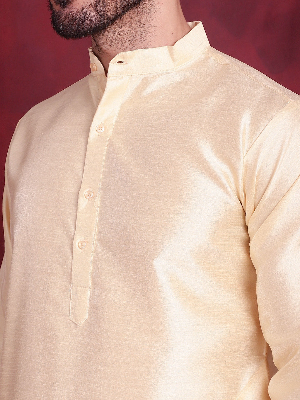 Jompers Men's Woven Design Nehru Jacket With Kurta Pyjama Set - Mustard | Grocsy
